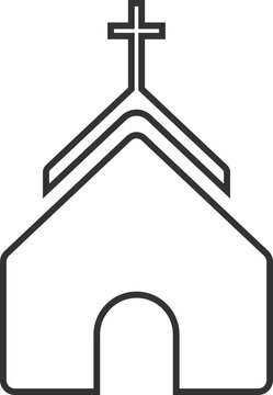 recommend clip art: Outline Icon of a Church Building with Cross
