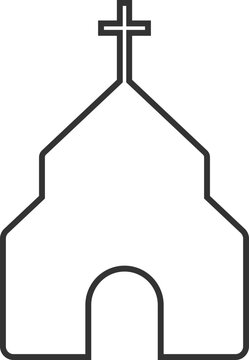 recommend clip art: Outline Icon of a Church Building with Cross