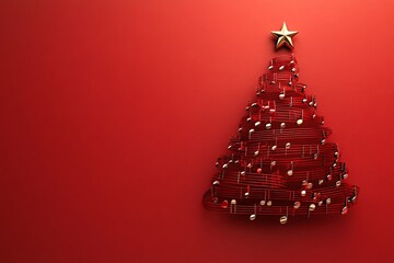 Red Musical Christmas Tree Festive Holiday Background