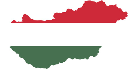 Obraz premium Hungary Map with National Flag Overlay