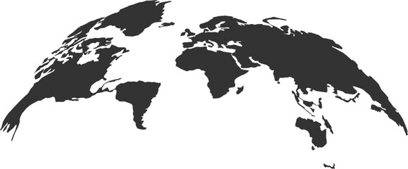Curved Globe Silhouette Showing World Map