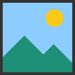 Minimalist Mountain Scene with Sun and Sky
