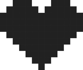 Pixelated Black Heart in Minimalist Style