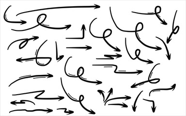 Hand drawn arrow mark icons vector