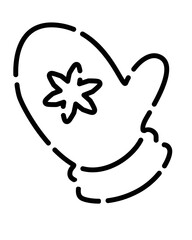 Mitten with snowflake Christmas stencil design for decorating gingerbread, cookies and other confectionery - vector template for cutting