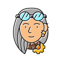 steampunk female vintage avatar color icon vector. steampunk female vintage avatar sign. isolated symbol illustration
