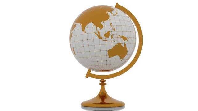 golden globe rotating with white background