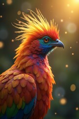 Fototapeta premium Vibrant Exotic Bird with Colorful Feathers in Artistic Portrait