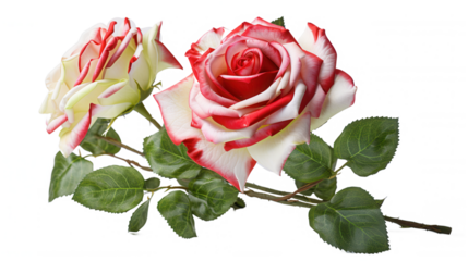 Elegant Red and White Roses, Twotoned Blooms, Floral Stem, Artificial Flowers, Botanical Beauty, Rom