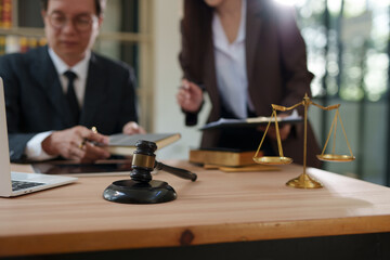 Lawyer and team Talk and consult on solving problems and work related to legal work of lawyers