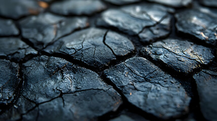 Dark Cracked Texture: Macro Photography of Rough Surface