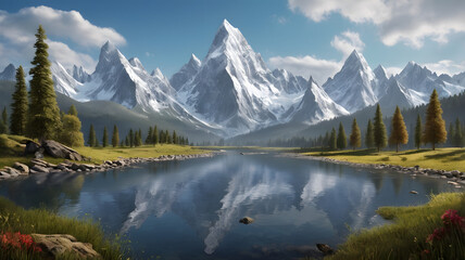 Natural Landscape with Mountains