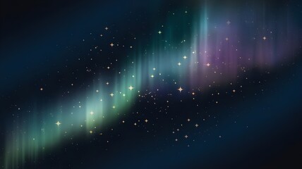 abstract night background with stars and aurora northern light