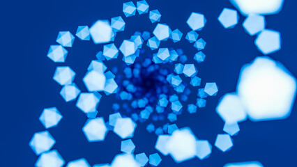 Abstract geometric background blue from the icosphere group, 3d illustration