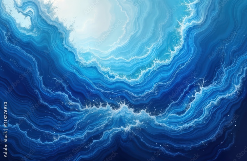 Aufkleber deep blue ocean waves appear. water layers have different shades of blue. powerful waves create a de