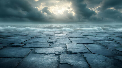 Stormy Sea and Stone Path Abstract Background