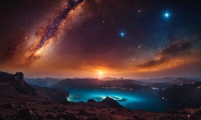 Naklejka premium 우주오로라 멋진우주배경