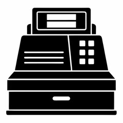 Black Silhouette Cash Register Icon Vector Design
