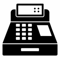 Black Silhouette Cash Register Icon Vector Design