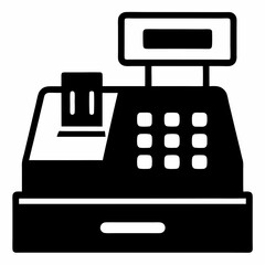 Black Silhouette Cash Register Icon Vector Design