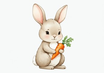 Obraz premium Adorable Bunny Rabbit Holding a Carrot
