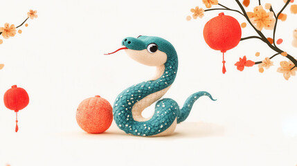 Obraz premium The auspicious green snake celebrates the New Year in 2025