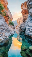 Sunset Reflecting in Rocky Canyon Pool