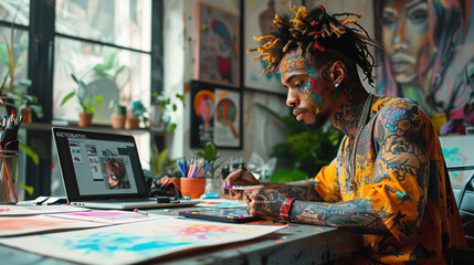 Innovative Designer Working in Modern Studio