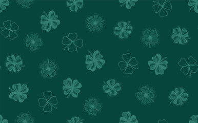 St. Patricks Day pattern on green. Hand drawn illustrations	
