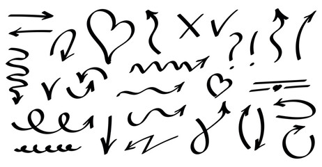 Hand drawn arrow mark icons vector
