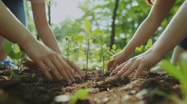 Community volunteers engaged in tree planting efforts to promote environmental stewardship