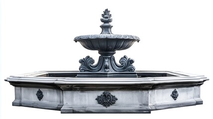 Fototapeta premium Architectural fountain in an ancient style on a white background, isolated