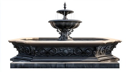 Fototapeta premium Architectural fountain in an ancient style on a white background, isolated