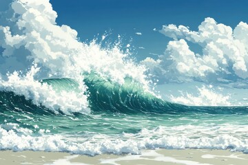 Fototapeta premium Serene Ocean Waves with Soft White Tones