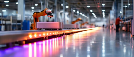 Automated robotic arms in a modern industrial facility.