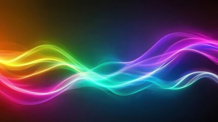 Naklejka premium Colorful light waves create a mesmerizing display of vibrant patterns against a dark background