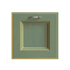 kitchen facade, 3d render of a small green facade , doors for kitchen cabinets, front view, classic kitchen facade