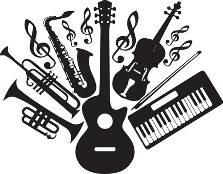 musical instrument silhouette vector