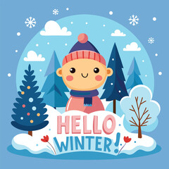 happy winter background hello winter season cart.