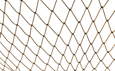 Fototapeta premium Football or tennis net. torn Rope mesh on a white background close-up