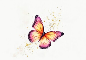 Watercolor Butterfly with Gold Glitter