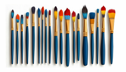 Naklejka premium Collection of various paintbrushes with different shapes and sizes.