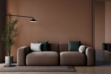 Living room in trend Mocha Mousse color 2025 year
