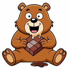 teddy bear cartoon with chocolate
