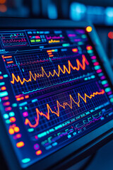Heart rate variability HRV concept. A digital artwork depicting a glowing heart rate visualization, suitable for health, fitness, or medical-related projects.