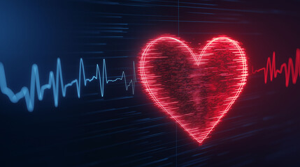 Heart rate variability HRV concept. Abstract digital representation of heart rate variability in a visually engaging format, suitable for healthcare and medical technology contexts.