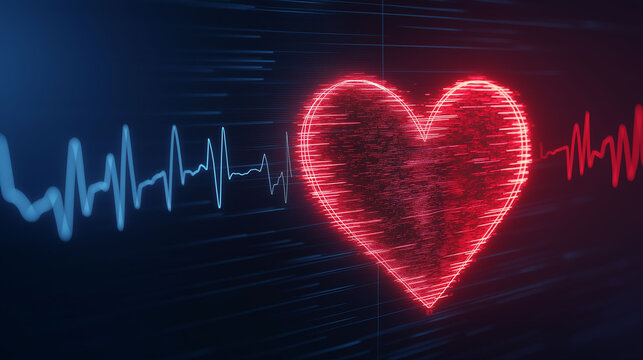 Heart rate variability HRV concept. Abstract digital representation of heart rate variability in a visually engaging format, suitable for healthcare and medical technology contexts.