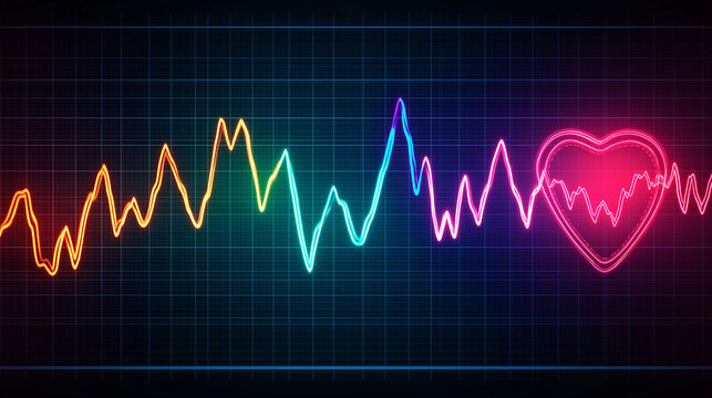 Heart rate variability HRV concept. A heart monitor screen displaying heart rate variability, illustrating vital health metrics and monitoring technology.