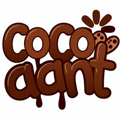 STICKER DESIGN OF COCO ANTWITH CHOCOLATE BACKGROUND