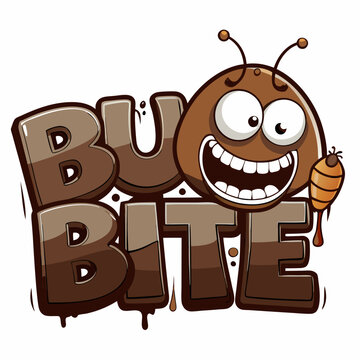 STICKER DESIGN OF BUG BITE WITH CHOCOLATE BACKGROUND